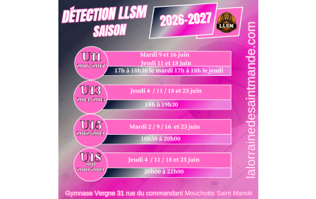 Détections équipes compétition 2026/2027